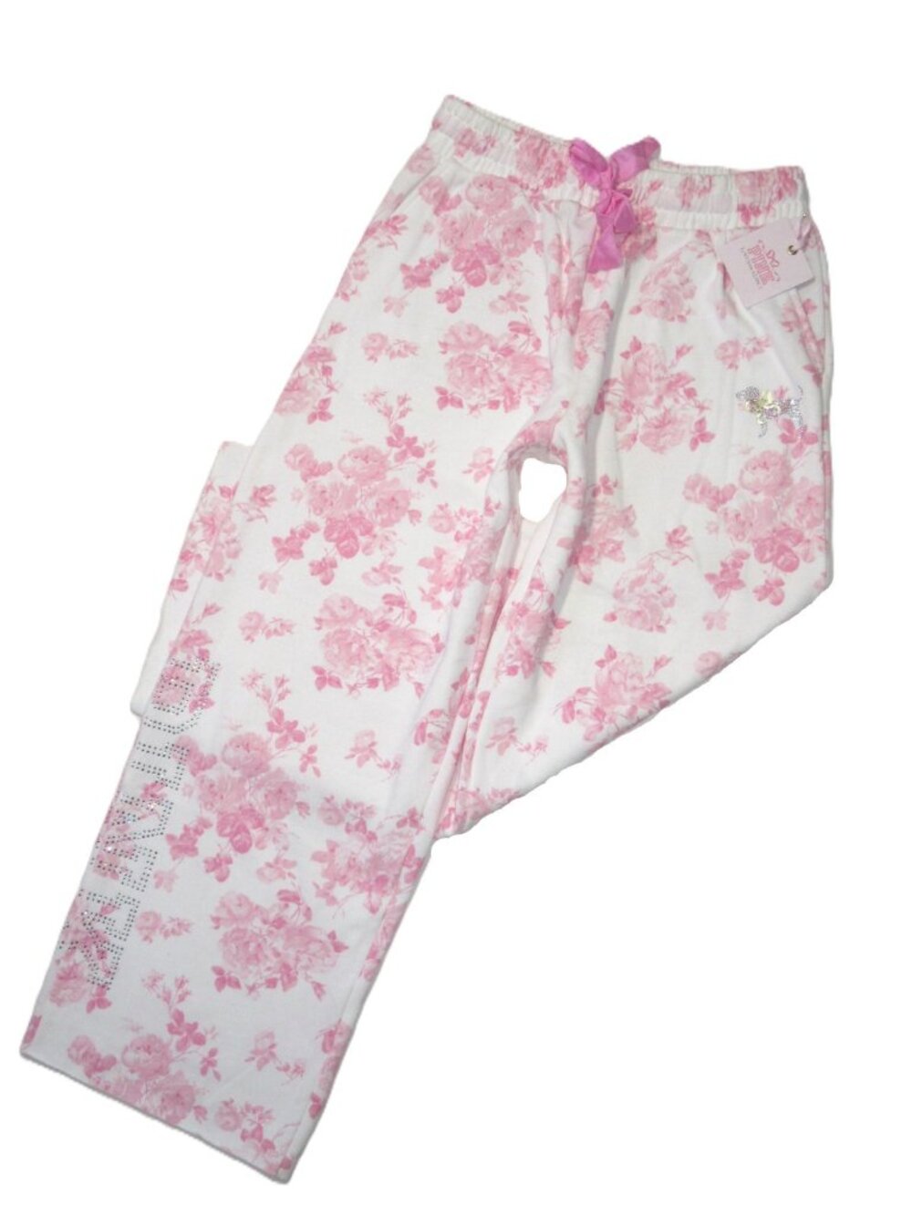 NWT Loveshackfancy x Victoria's Secret Pink Floral Wide Leg Fleece Sweatpants S